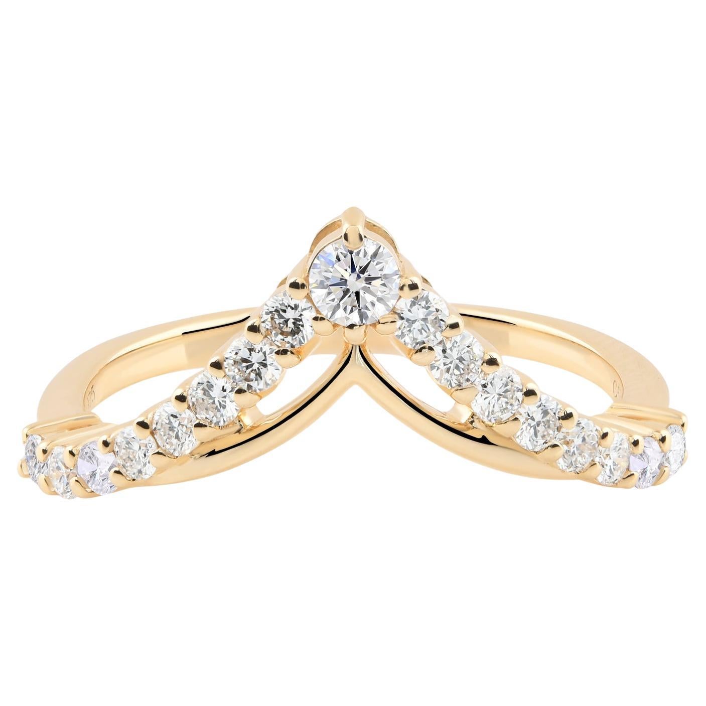 En venta: Anillo de diamantes naturales de 0,40 quilates con claridad SI y color HI Joyas de oro amarillo de 9 quilates