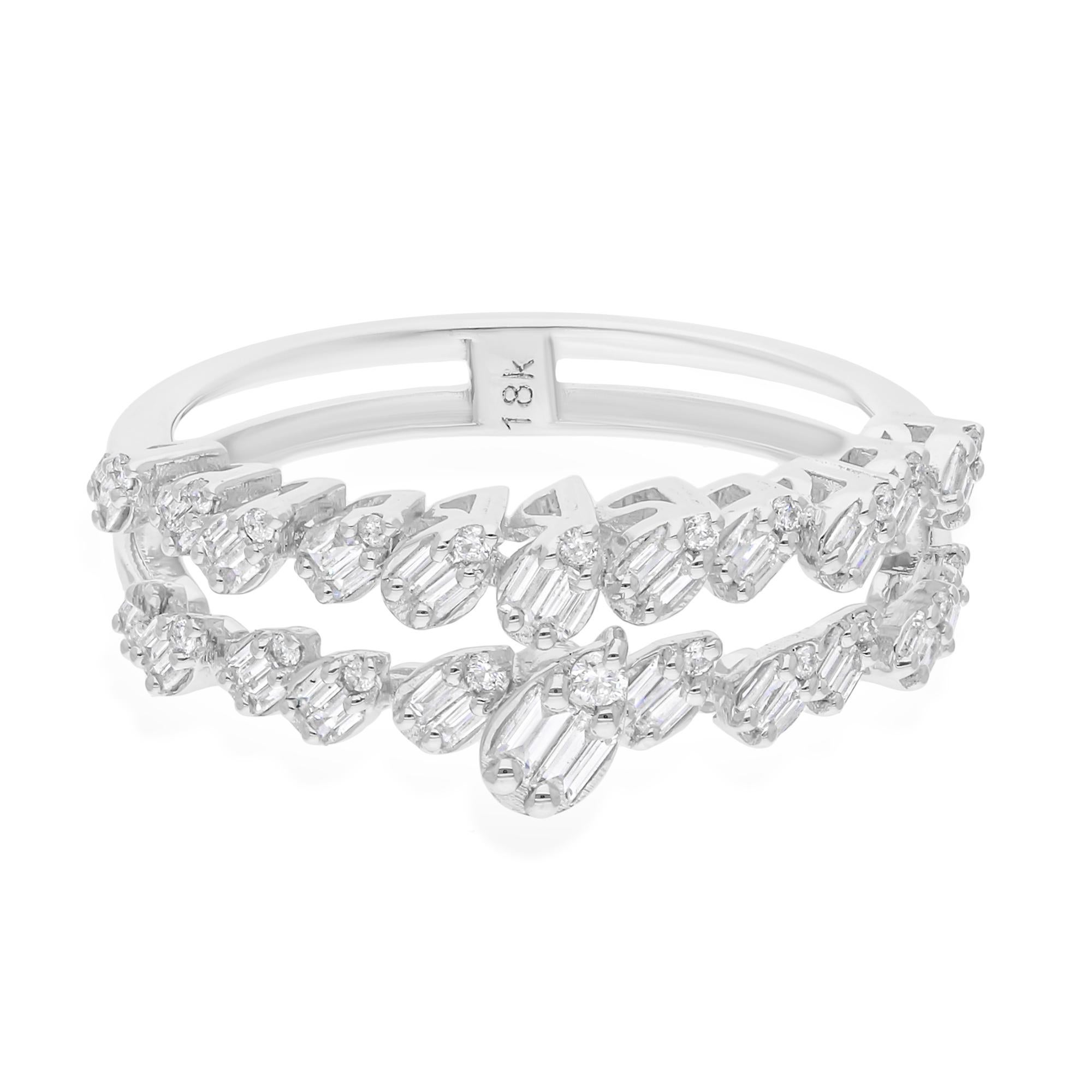 in vendita:  Anello di diamanti naturali a forma di baguette da 0,40 carati SI/H Gioielli in oro bianco 14 carati 4