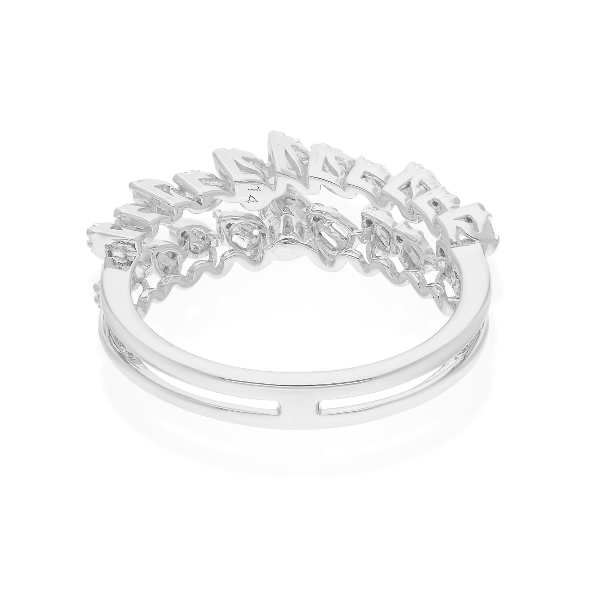 in vendita:  Anello di diamanti naturali a forma di baguette da 0,40 carati SI/H Gioielli in oro bianco 14 carati 7