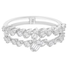 Anello di diamanti naturali a forma di baguette da 0,40 carati SI/H Gioielli in oro bianco 14 carati