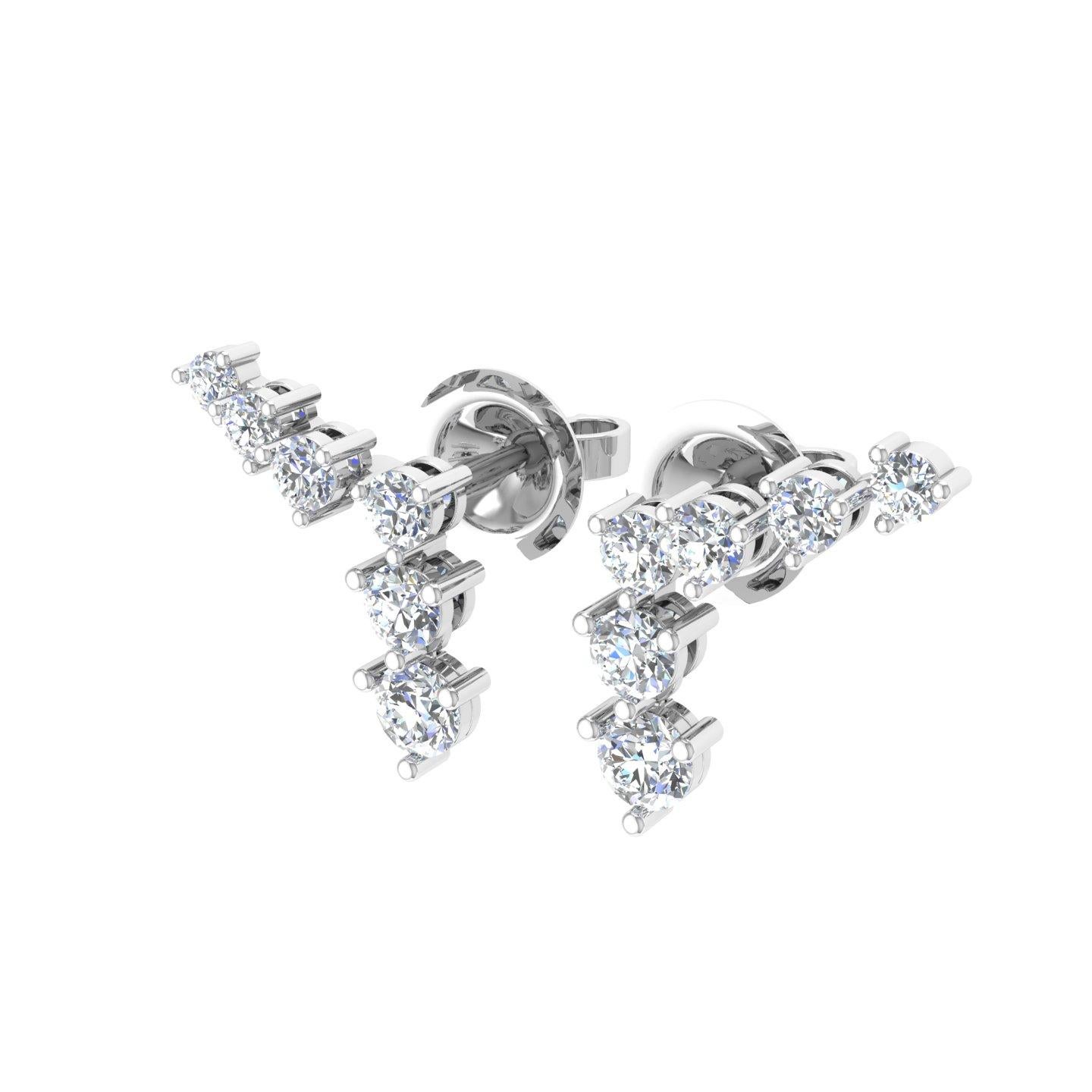 Round Cut Natural 0.41 Carat Diamond Earrings 14 Karat White Gold Handmade Fine Jewelry For Sale