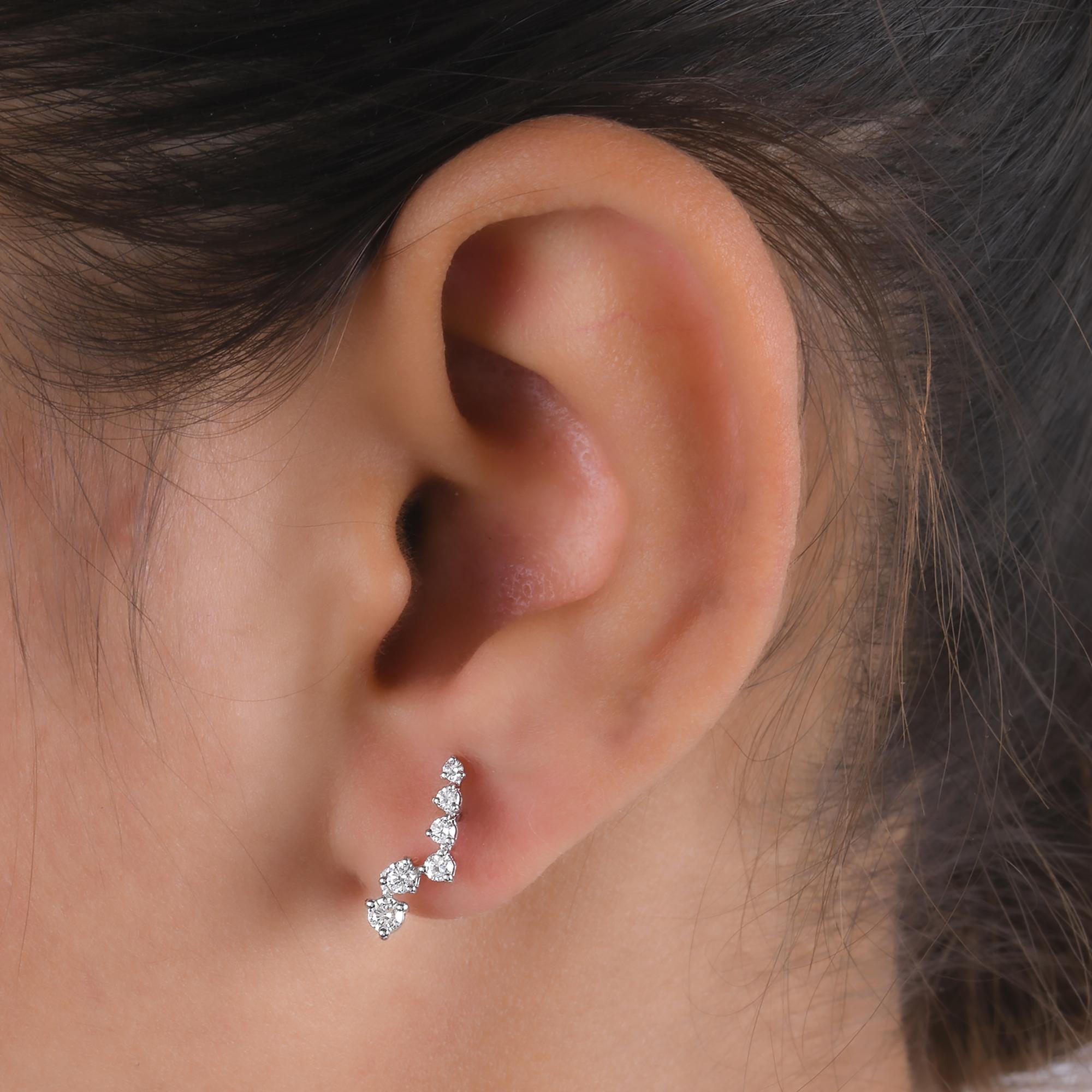 Women's Natural 0.41 Carat Diamond Earrings 14 Karat White Gold Handmade Fine Jewelry For Sale