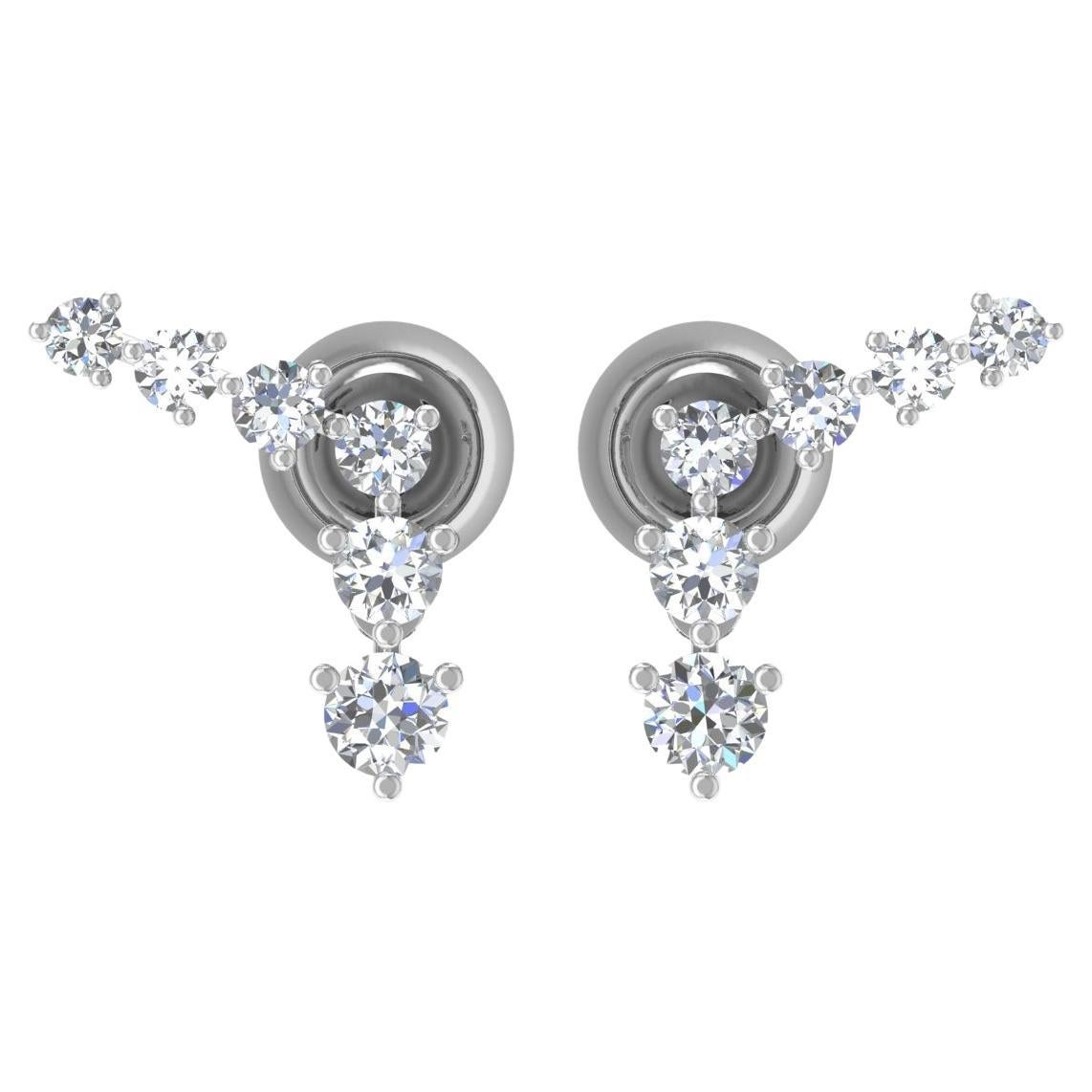 Boucles d'oreilles en or blanc 14 carats avec diamants naturels de 0,41 carat, fabrication artisanale