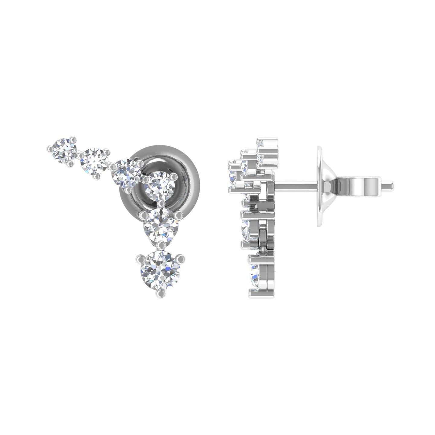 Women's Natural 0.41 Carat Diamond Earrings 18 Karat White Gold Handmade Fine Jewelry For Sale