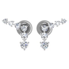 Natural 0.41 Carat Diamond Earrings 18 Karat White Gold Handmade Fine Jewelry