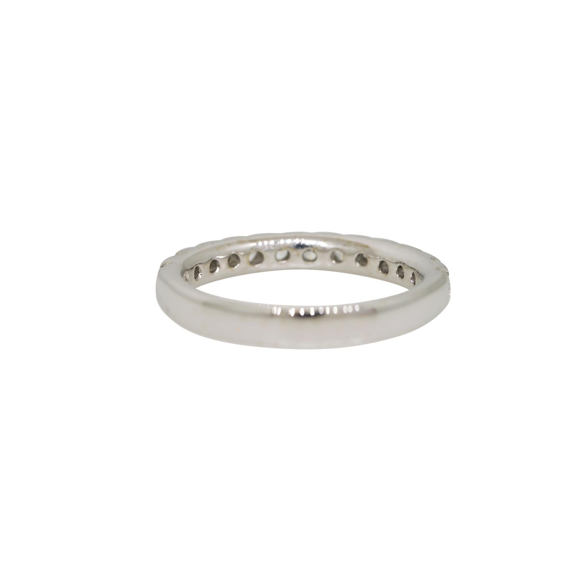 14k White Gold Natural 0.41 Carat Round Brilliant Cut Diamond Halfway Ring 

This natural round brilliant cut diamond band/ring is a modern piece of jewelry that can be worn as a wedding band, stackable fashion ring, or both! The diamonds are set in