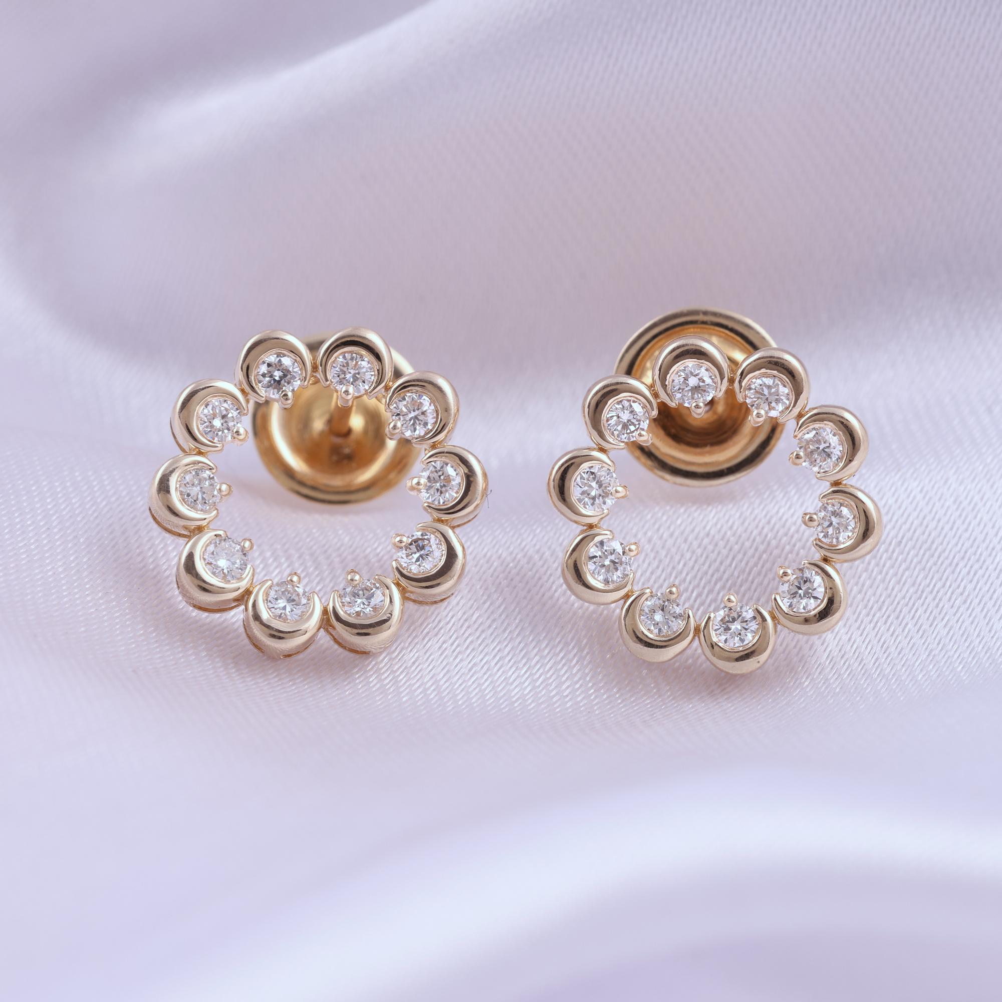 De las mujeres Pendientes finos de diamantes naturales de 0,41 quilates, claridad SI y color HI, oro amarillo de 9 quilates en venta