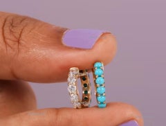 Elegant 14K Yellow Gold Turquoise and Diamond Stud Earrings