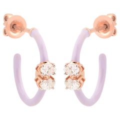 Orecchini a cerchio con diamante marquise smaltato Nature 0,42 carati SI/H Oro rosa 18 carati