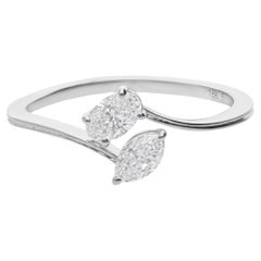 Natural 0.44 Carat SI/H Oval Marquise Diamond Wrap Ring 18 Karat White Gold