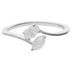 Natural 0.44ct SI/H Natural Diamond Two Stone Toi et Moi Ring 18K White Gold