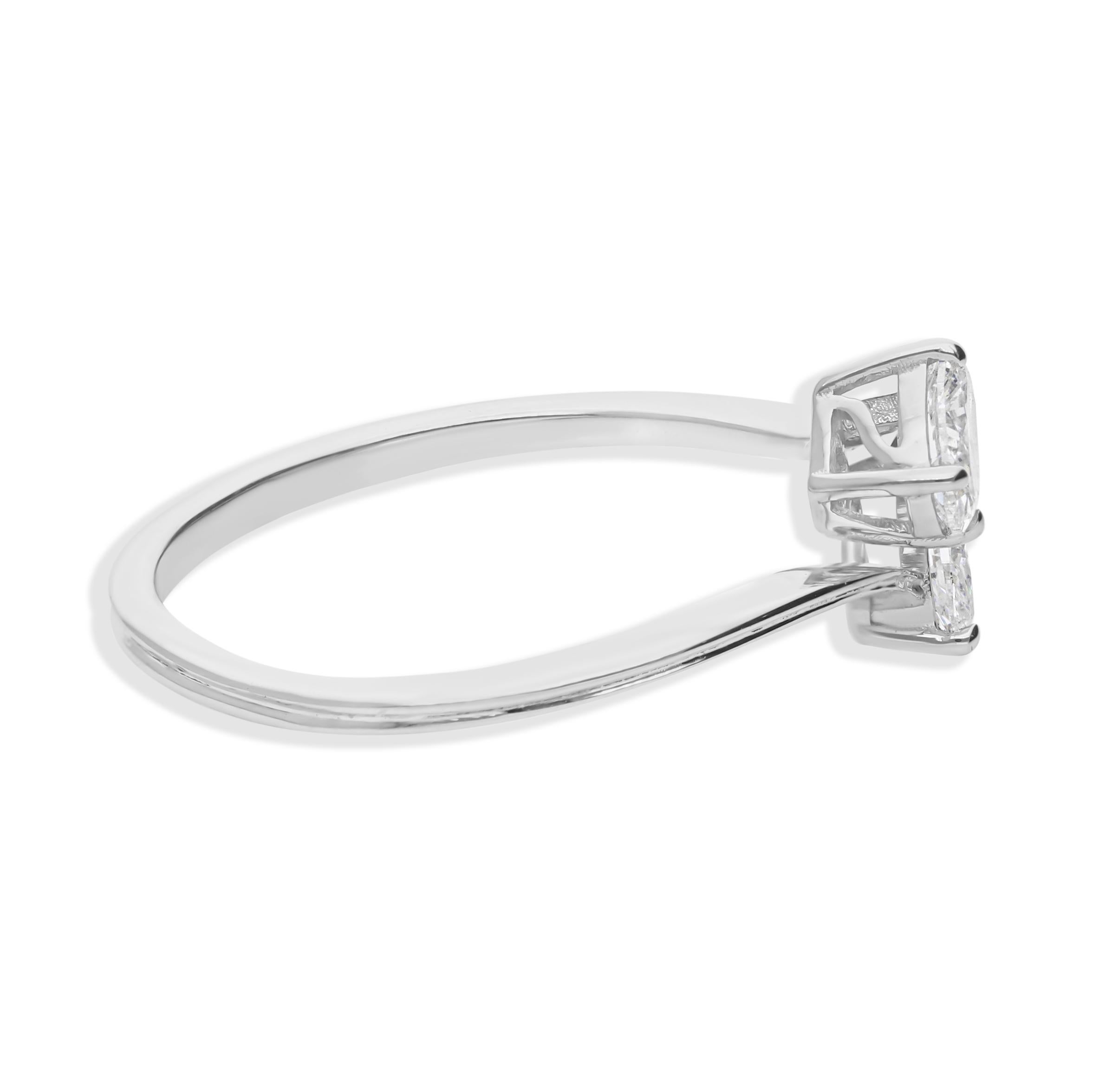 En venta: Natural 0,44Ct SI/H Anillo de diamantes marquesa oval 14Kt Oro blanco Todos los aranceles pagados  5