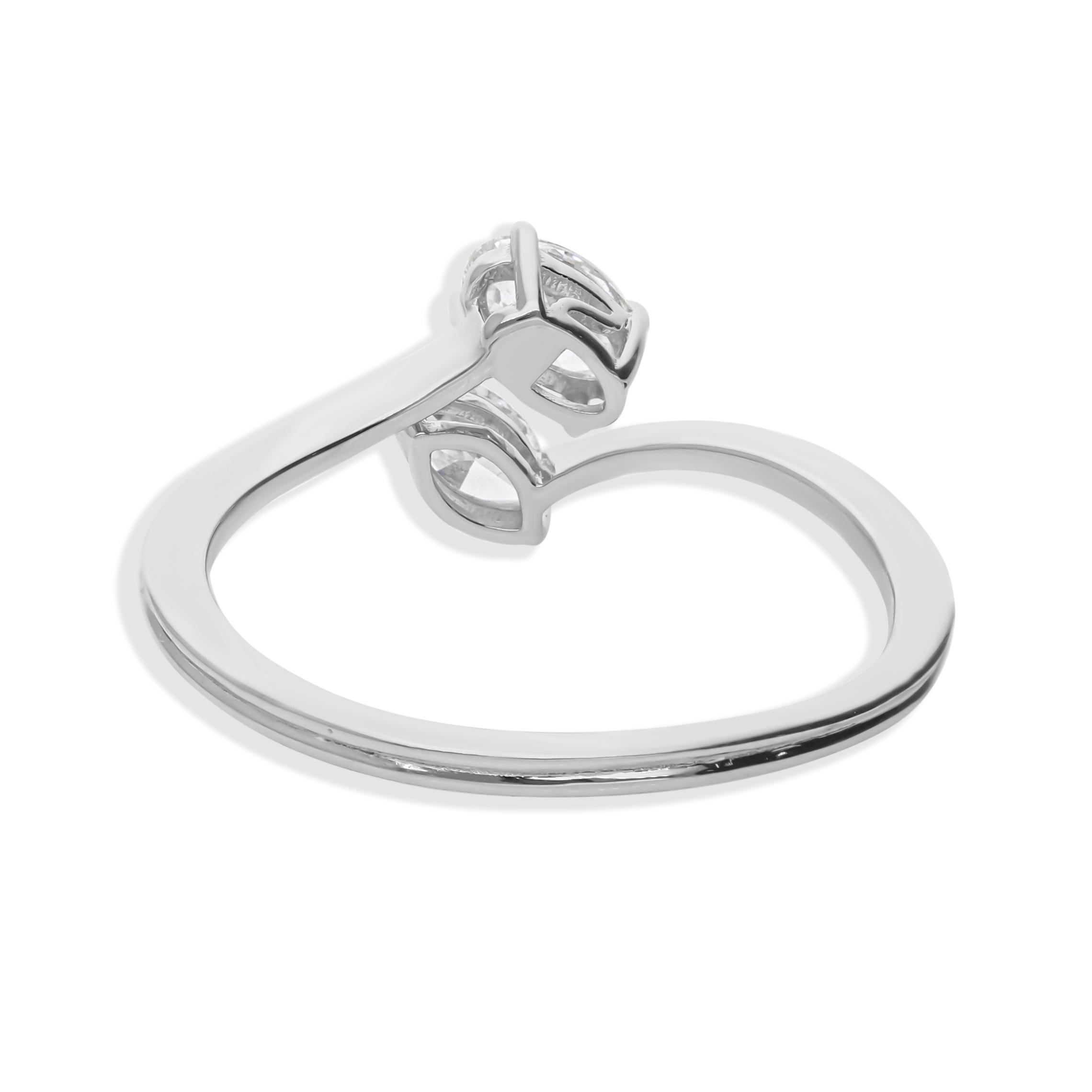 En venta: Natural 0,44Ct SI/H Anillo de diamantes marquesa oval 14Kt Oro blanco Todos los aranceles pagados  6