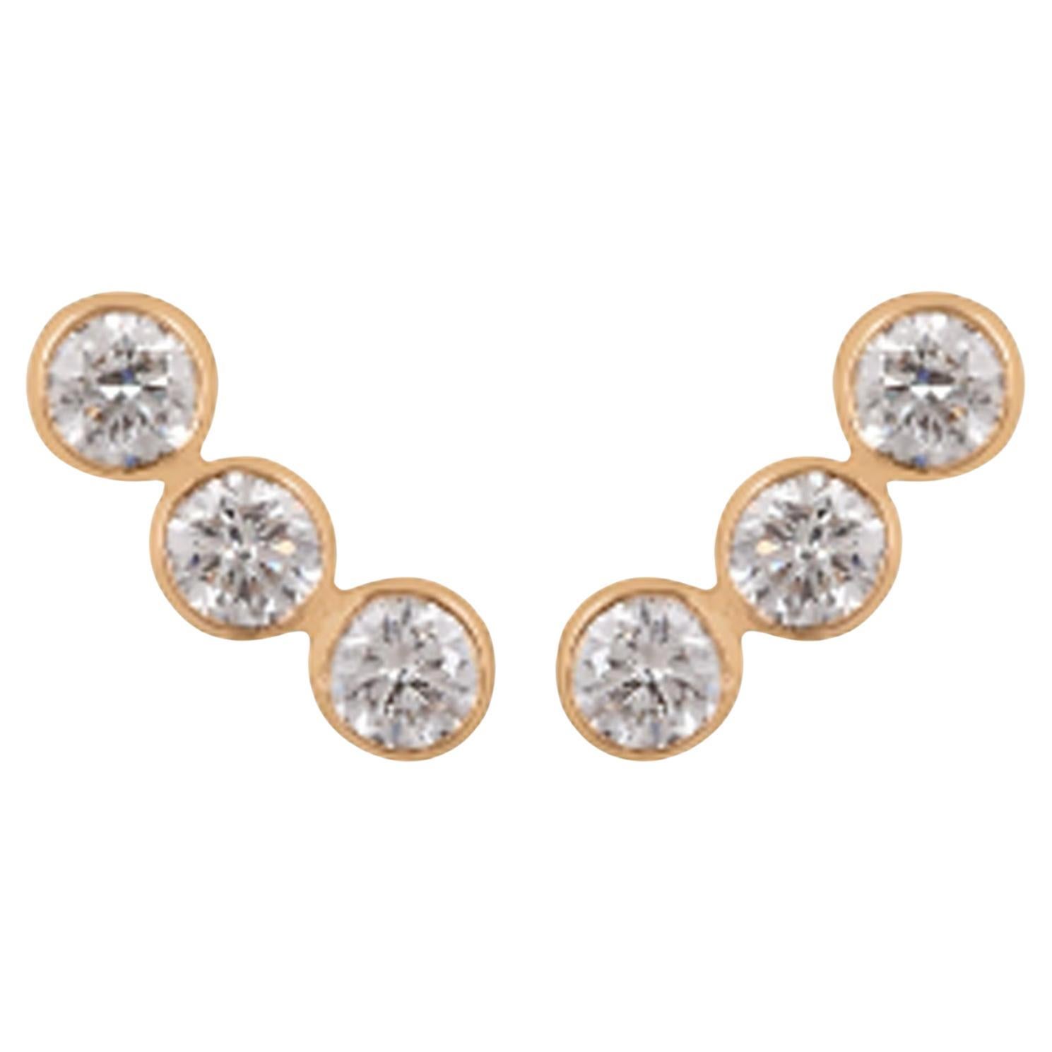 Clous d
oreilles en or rose 18 carats avec diamants ronds naturels de 0,45 carat