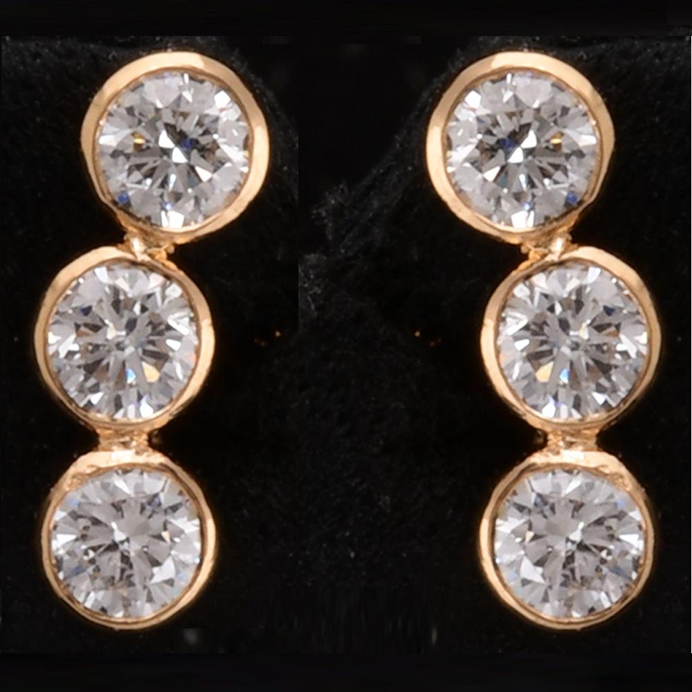 Pendientes de diamante redondo natural de 0,45 quilates Oro rosa de 18 quilates Joyería fina Moderno en venta