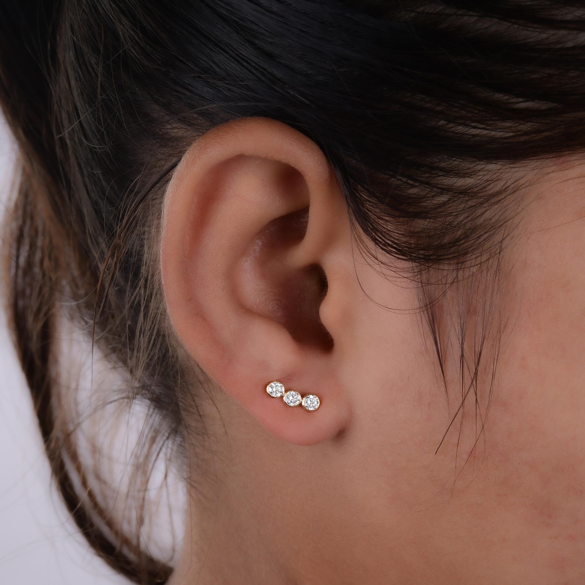 Pendientes de diamante redondo natural de 0,45 quilates Oro rosa de 18 quilates Joyería fina Corte redondo en venta