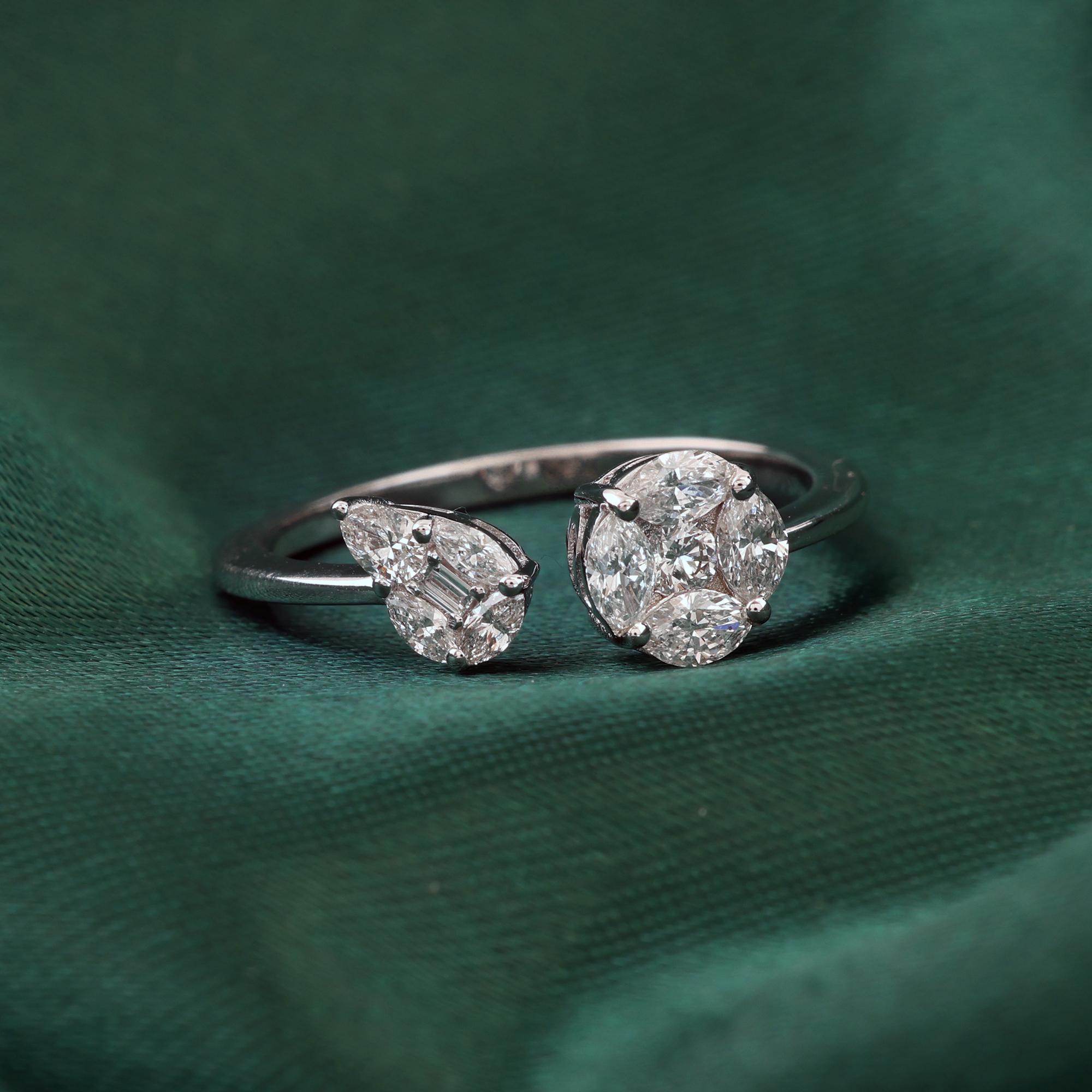 Im Angebot: Natürlicher 0,45 Karat SI Reinheit HI Farbe Diamant Manschettenring 18 Karat Weißgold () 2