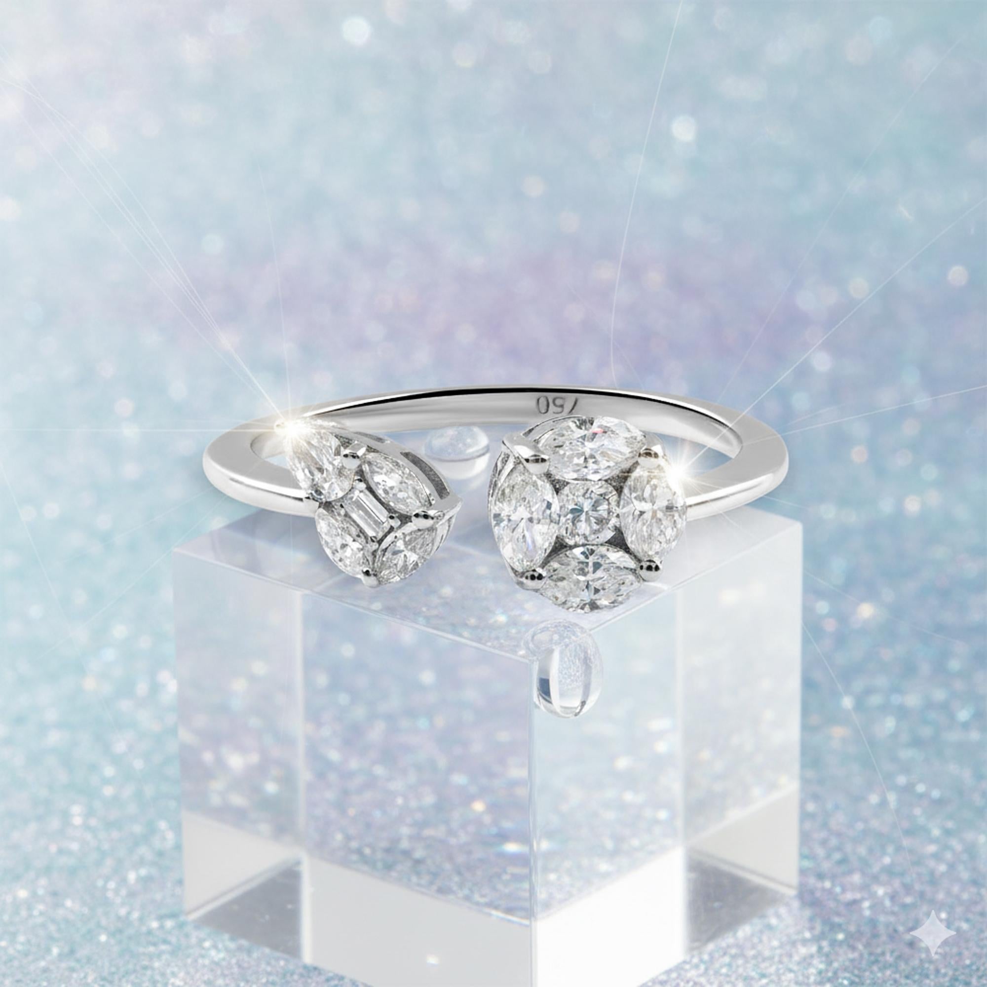 Im Angebot: Natürlicher 0,45 Karat SI Reinheit HI Farbe Diamant Manschettenring 18 Karat Weißgold () 7