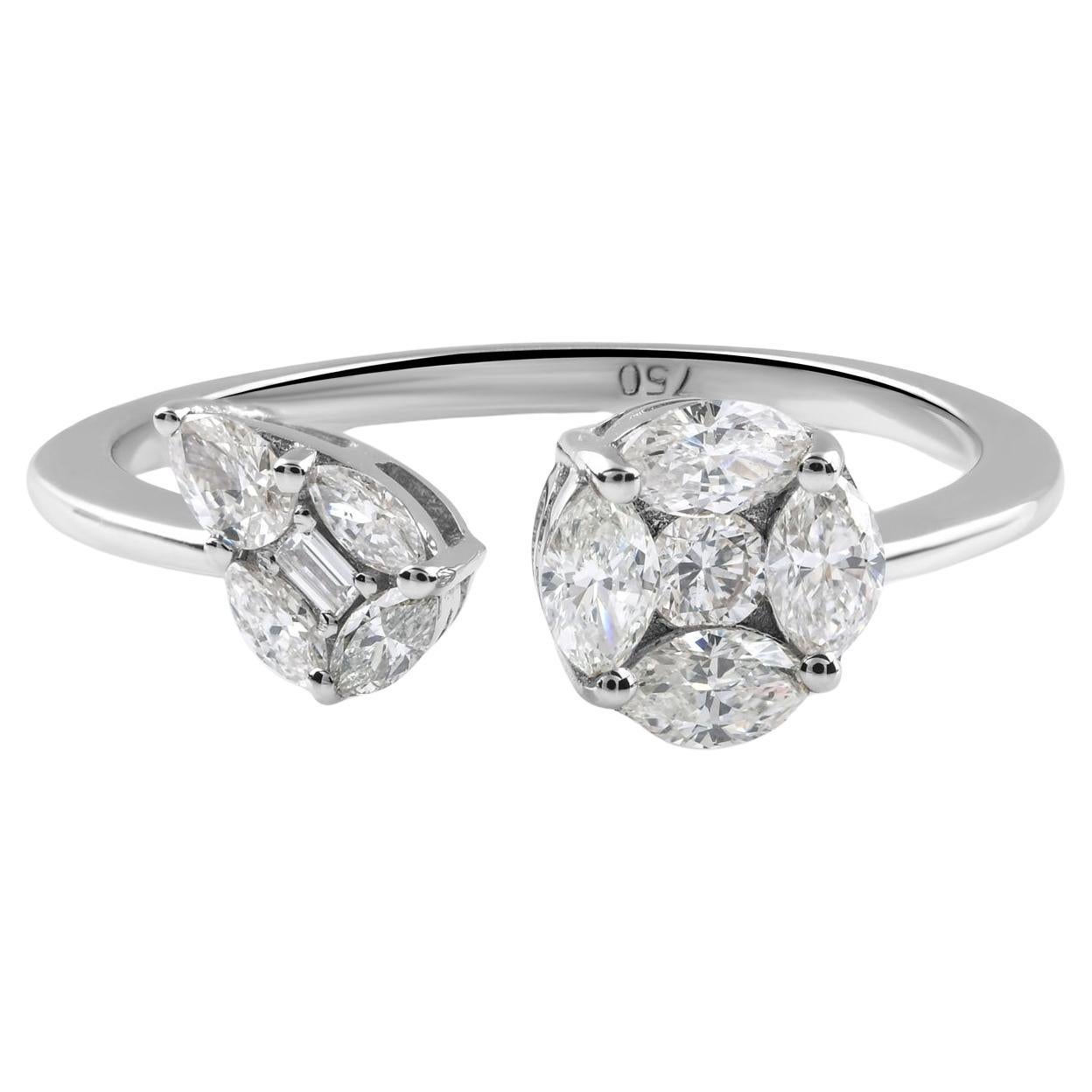 Im Angebot: Natürlicher 0,45 Karat SI Reinheit HI Farbe Diamant Manschettenring 18 Karat Weißgold ()