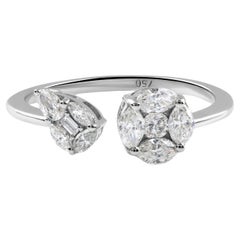 Natürlicher 0,45 Karat SI Reinheit HI Farbe Diamant Manschettenring 18 Karat Weißgold