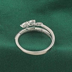 Natural 0.45 Carat SI Clarity HI Color Diamond Wrap Ring 18 Karat White Gold