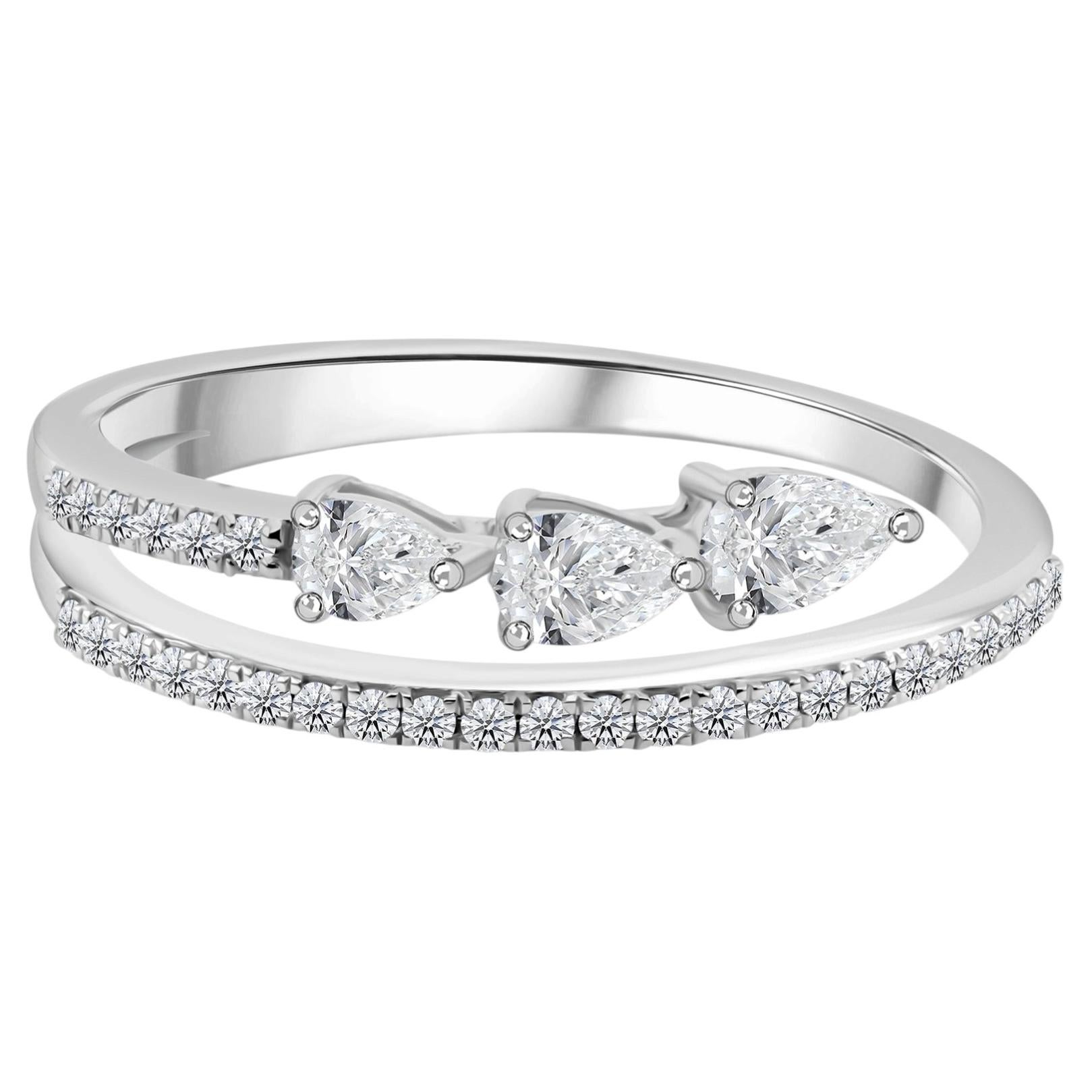Natural 0.45 Carat SI Clarity HI Color Diamond Wrap Ring 18 Karat White Gold