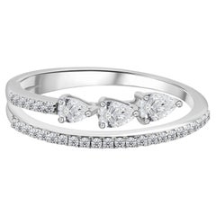 Natural 0.45 Carat SI Clarity HI Color Diamond Wrap Ring 18 Karat White Gold