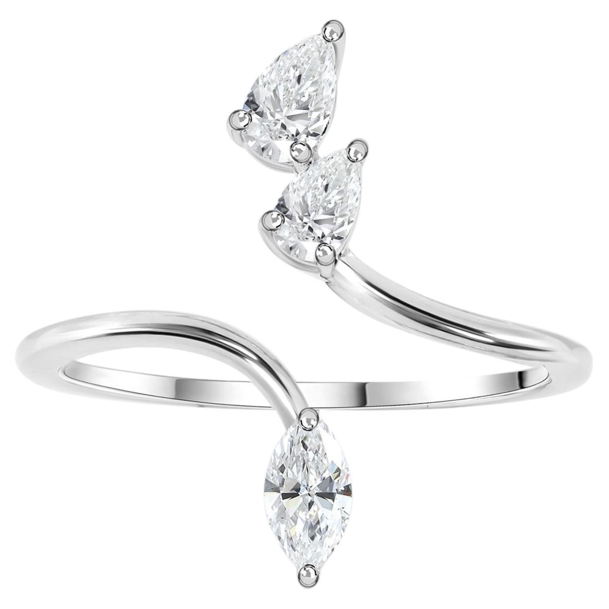 Ring mit einem natürlichen Diamanten von 0,46 Karat, Reinheit SI, Farbe HI, aus 18-karätigem Weißgold