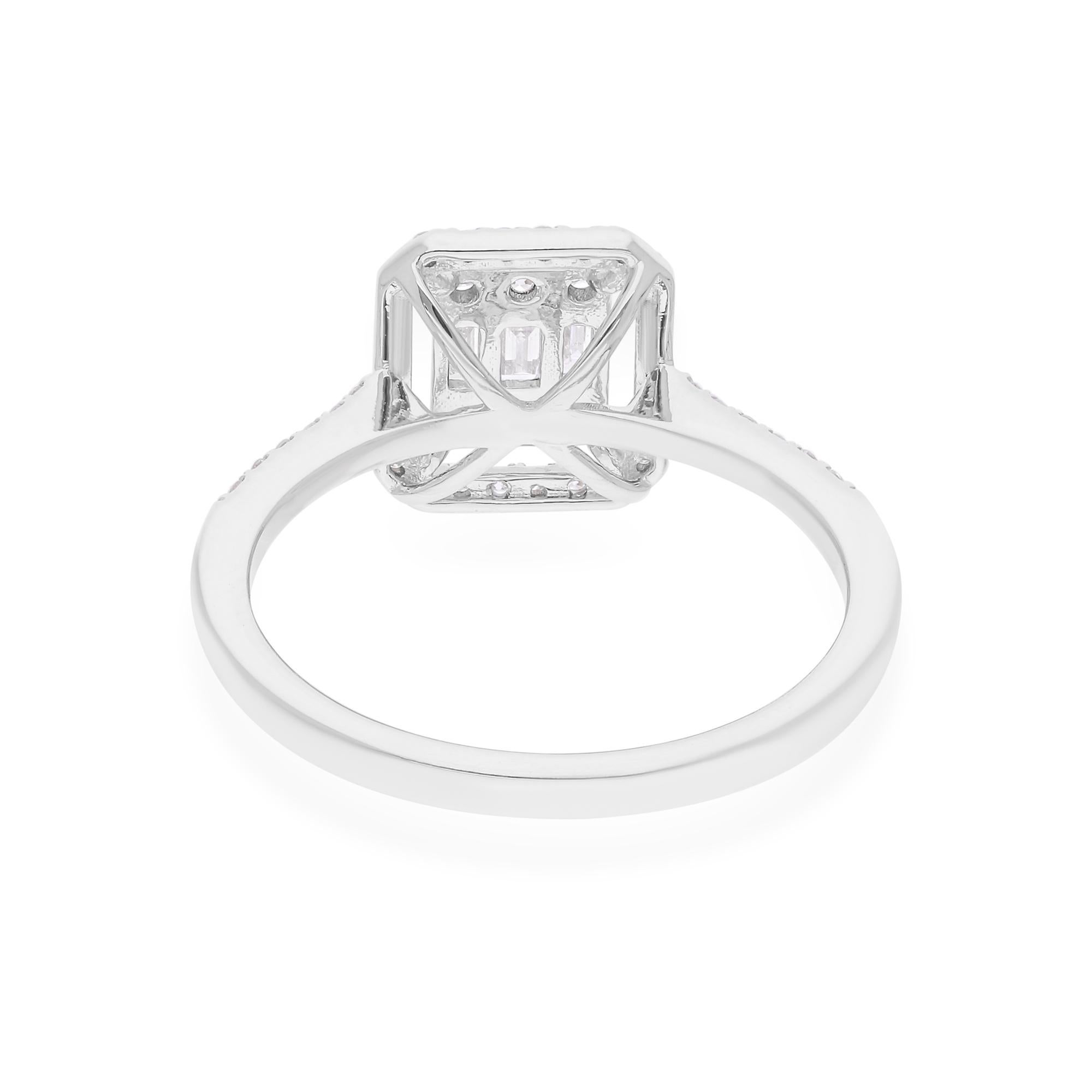 Natural 0.46 Carat SI/H Baguette Shape Diamond Ring 18 Karat White Gold Jewelry In New Condition For Sale In Diera, Dubai