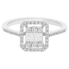 Natural 0.46 Carat SI/H Baguette Shape Diamond Ring 18 Karat White Gold Jewelry