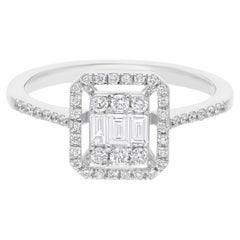 Anello di diamanti naturali a forma di baguette da 0,46 carati SI/H Gioielli in oro bianco 18 carati