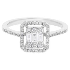 Anello nuziale a forma di cluster di diamanti naturali da 0,46 carati SI/H in oro bianco 14 carati