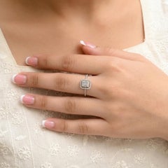 Natural 0.46 Carat SI/H Diamond Cluster Halo Wedding Ring 18 Karat White Gold