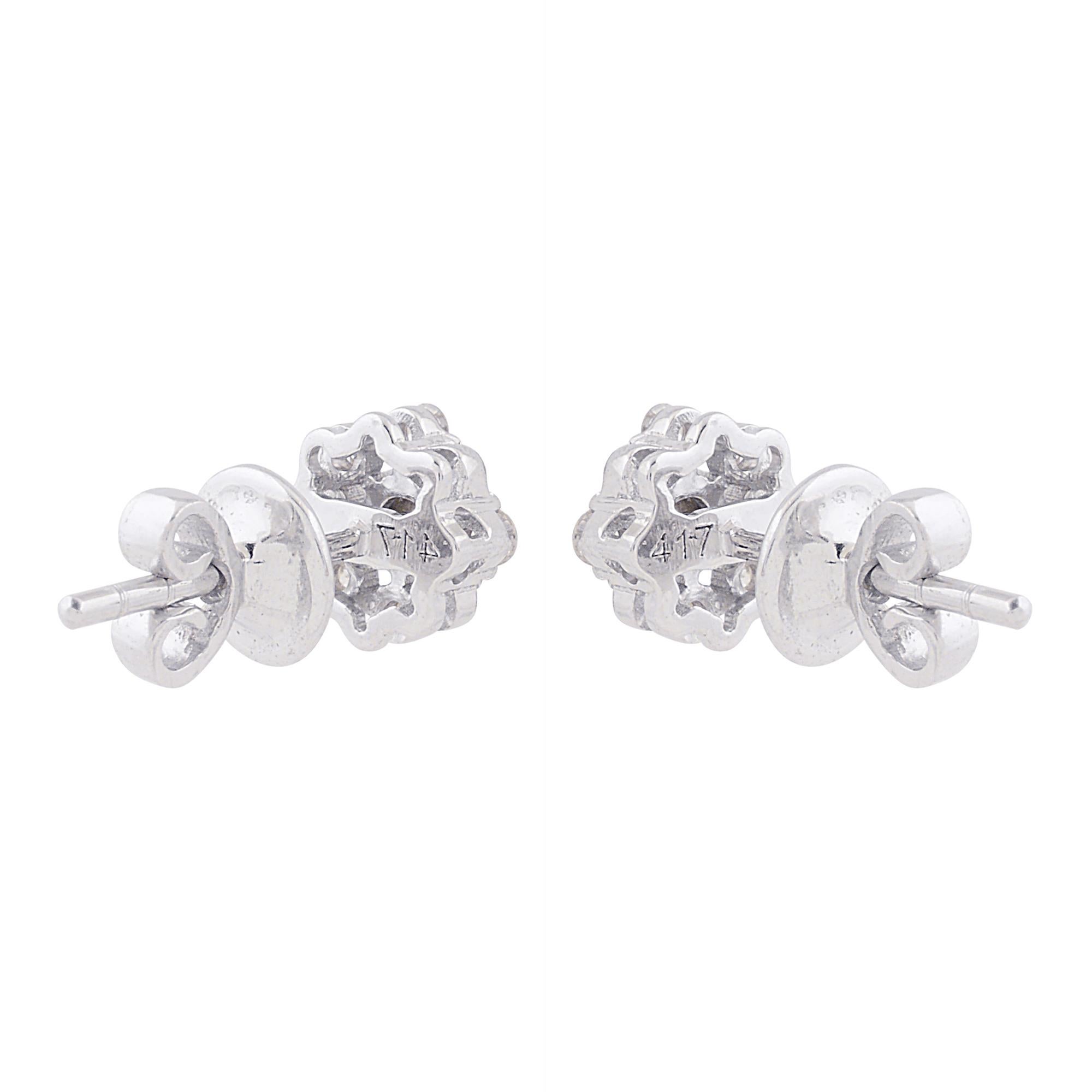 Blumenohrringe, natürlicher 0,46 Karat SI/HI runder Diamant im Brillantschliff 10k Weißgold im Zustand „Neu“ im Angebot in Diera, Dubai