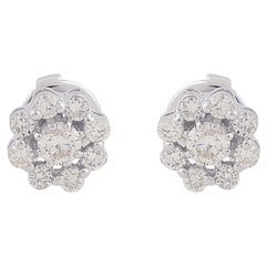 Orecchini a fiore di diamanti naturali da 0,46 carati SI/HI con taglio brillante rotondo, oro bianco 10k
