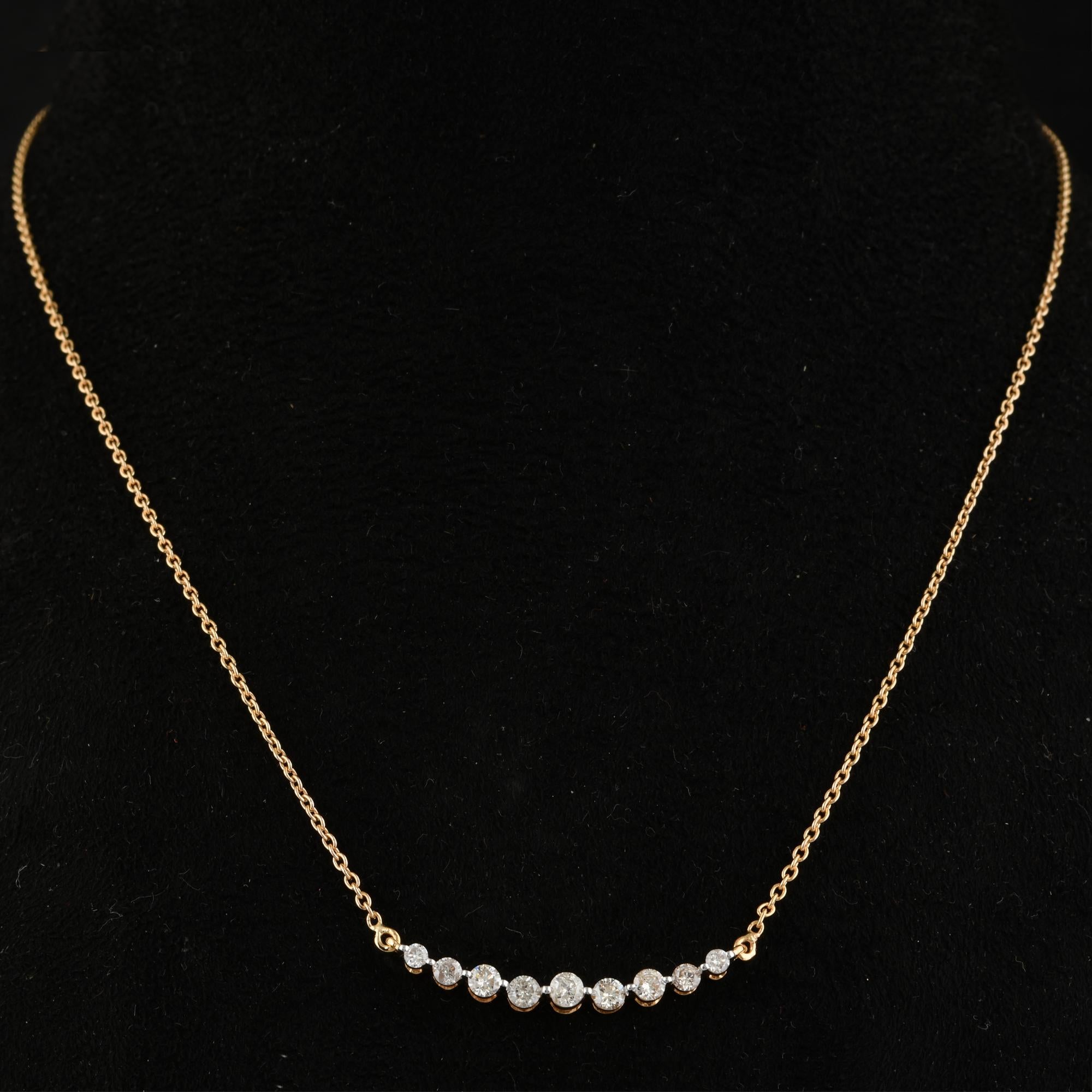 Modern Natural 0.47 Carat Diamond Charm Necklace 18 Karat Yellow Gold Handmade Jewelry For Sale
