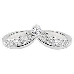 Natural 0.47 Carat SI Clarity HI Color Diamond Chevron Ring 9 Karat White Gold