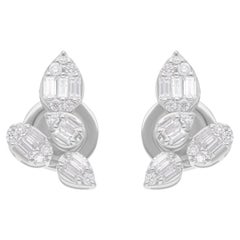 Orecchini di diamanti baguette naturali da 0,48 carati SI/H Gioielli in oro bianco 14 carati