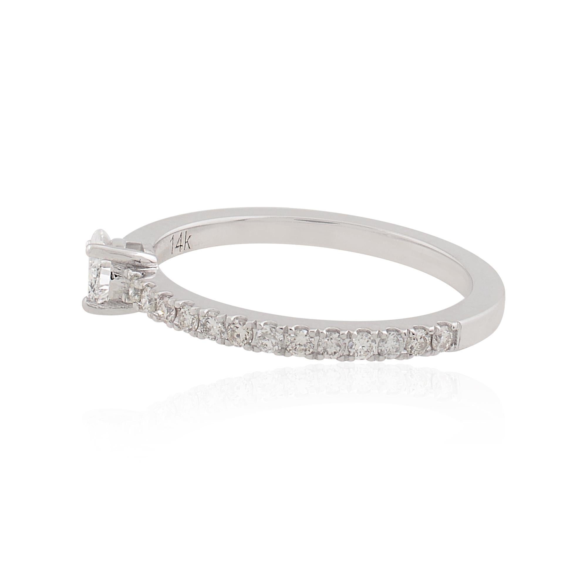 Natürlicher 0,49 Karat SI Reinheit HI Farbe Birne Diamant Band Ring 14k Weißgold (Moderne) im Angebot