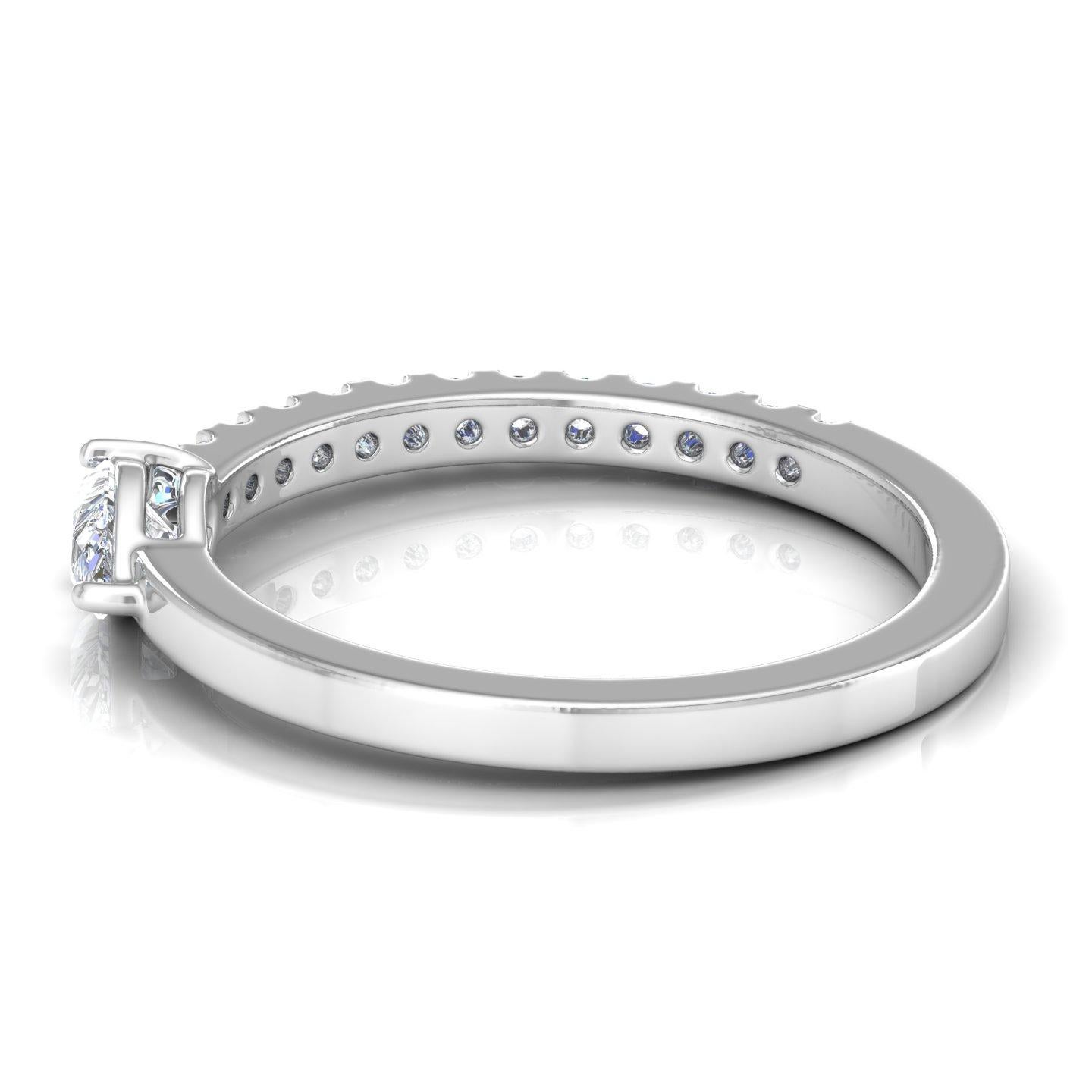 For Sale:  Natural 0.49 Carat SI Clarity HI Color Pear Diamond Band Ring 14k White Gold 8