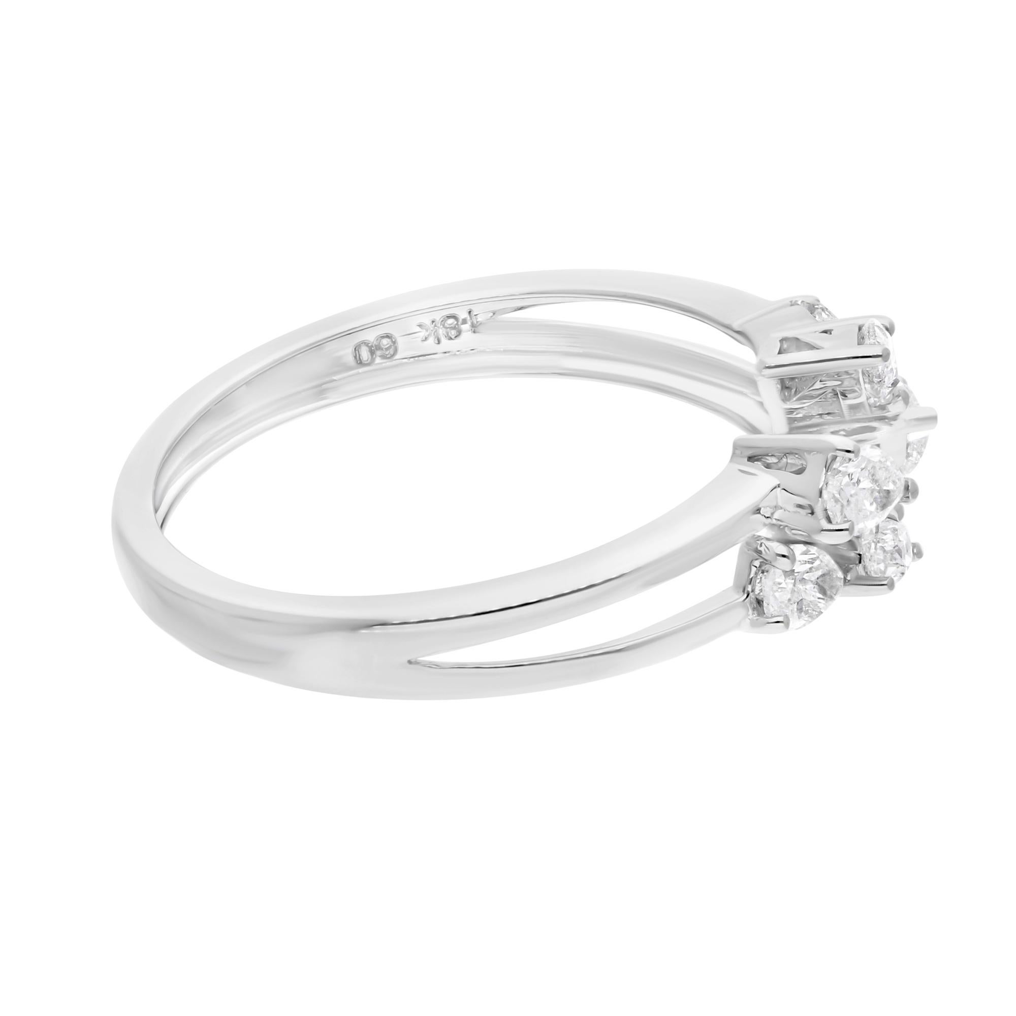 Natürlicher 0,5 Karat SI Reinheit HI Farbe Birnen-Diamant-Manschettenring 18 Karat Weißgold (Moderne) im Angebot