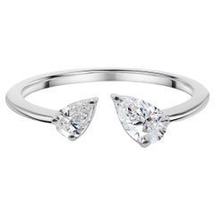 Anello da polso con diamante a pera naturale da 0,5 carati SI Chiarezza HI Colore Oro bianco 18 carati