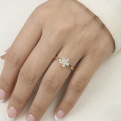 Natural 0.5 Carat SI/H Dainty Diamond Everyday Floral Ring 18 Karat Rose Gold