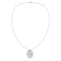 Natural 0.50 Carat Baguette Diamond Charm Necklace 18 Karat White Gold Jewelry