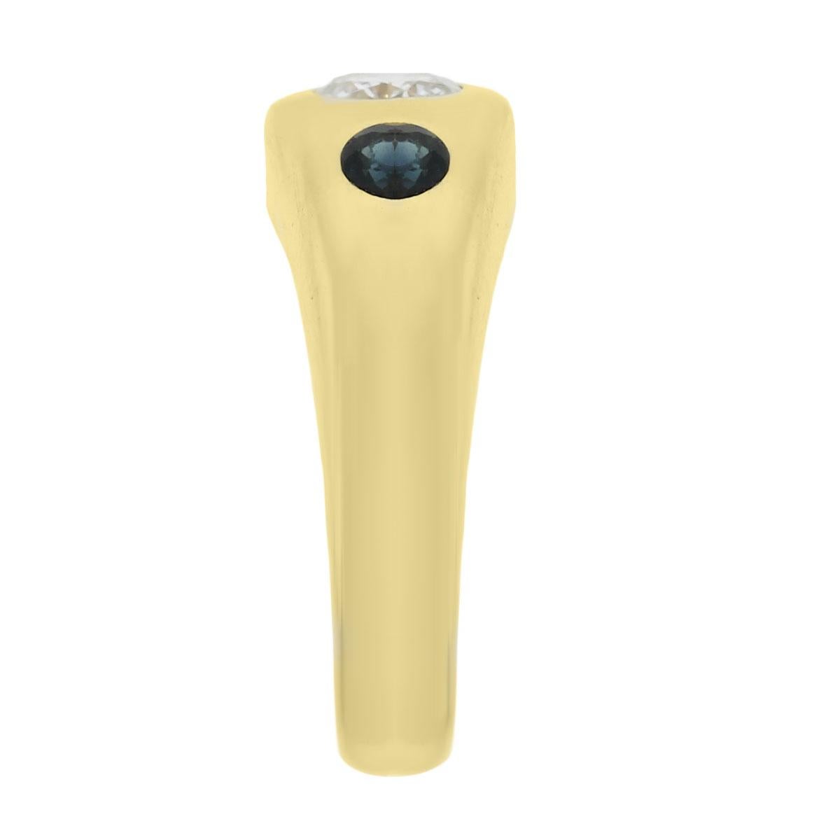 Diamante Natural 0.50 Quilates & Zafiro 0.50 Quilates Anillo para Hombre 14 Quilates En Stock Moderno en venta