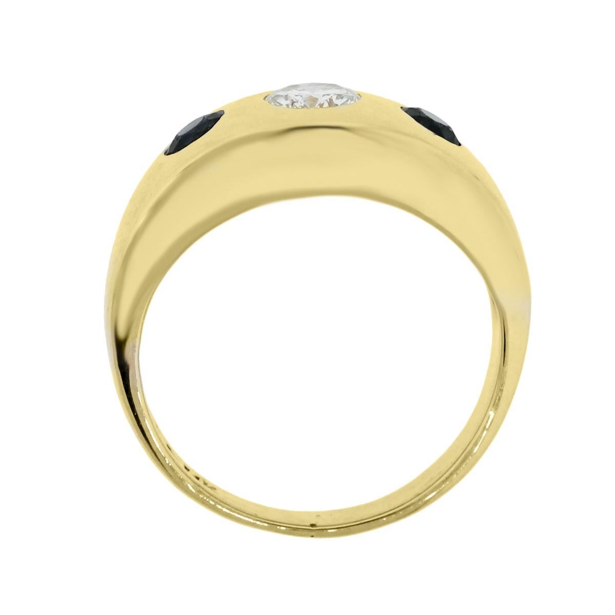 Diamante Natural 0.50 Quilates & Zafiro 0.50 Quilates Anillo para Hombre 14 Quilates En Stock Corte redondo en venta