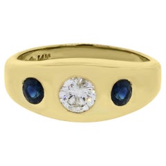 Natürlicher 0,50 Karat Diamant & 0,50 Karat Saphir 14-Karat Herrenring Vorrätig