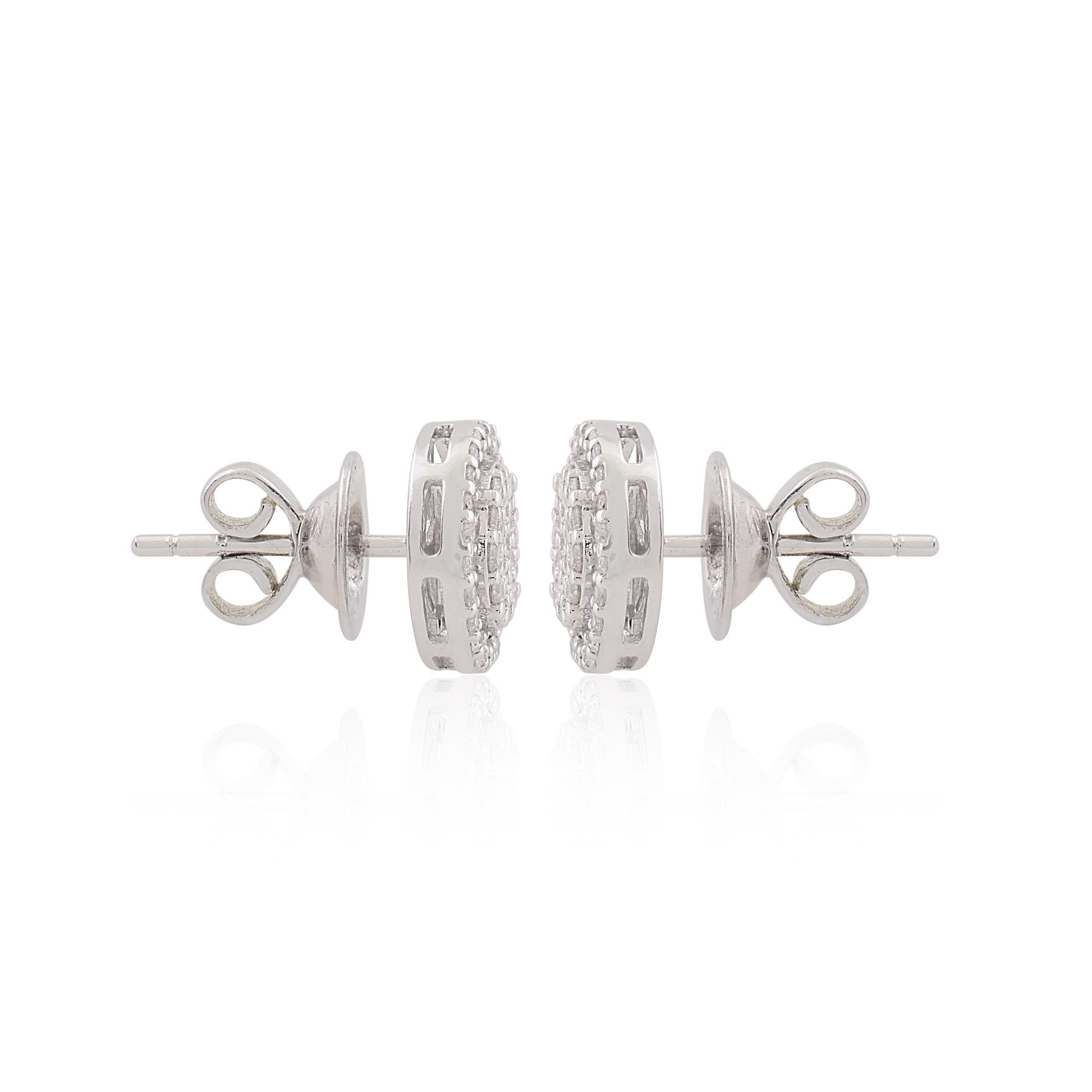 Natural 0.50 Carat Round Diamond Halo Stud Earrings 10 Karat White Gold Jewelry In New Condition For Sale In Diera, Dubai
