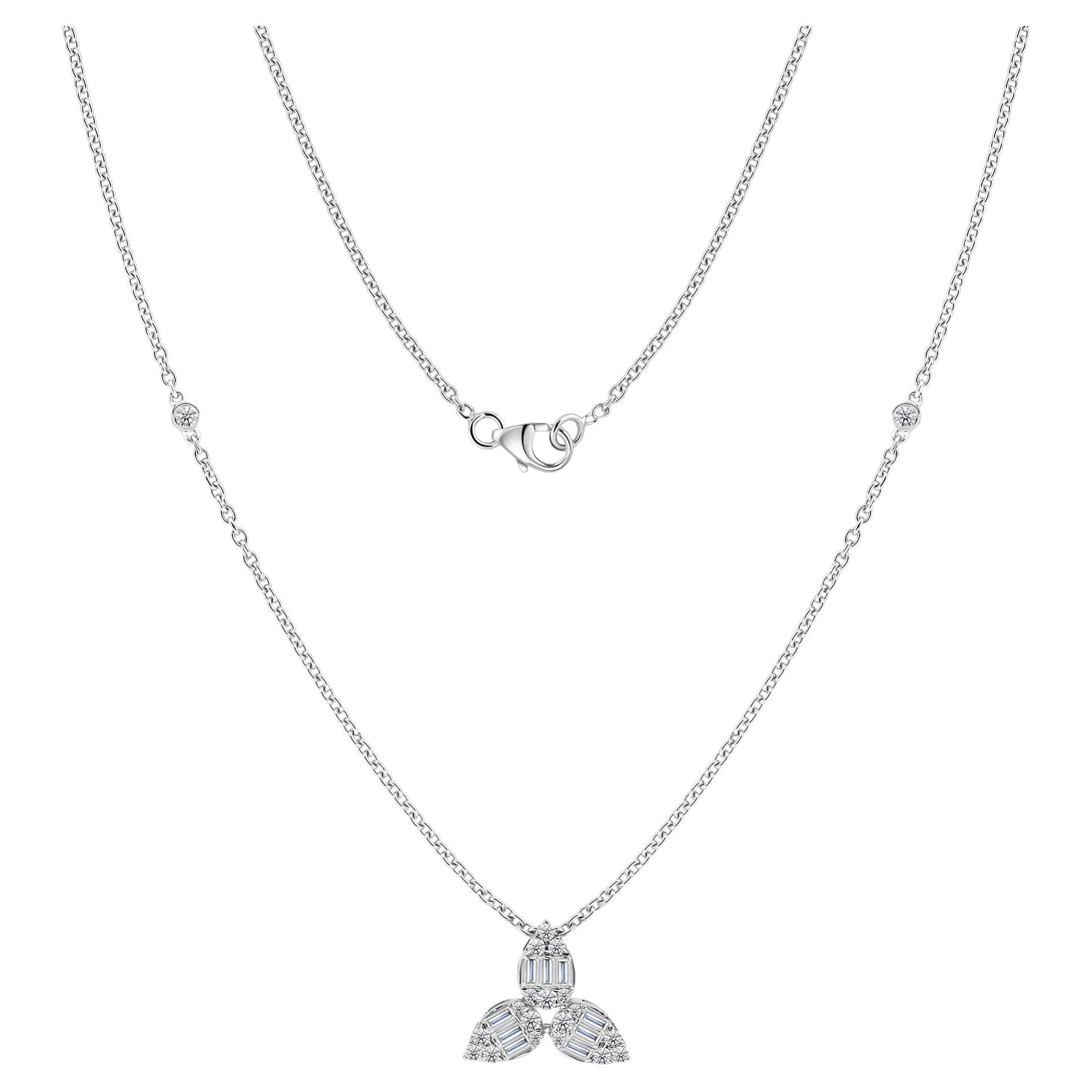 Nature 0.50 Carat SI/H Diamond Pendant Necklace 9 Karat White Gold Jewelry