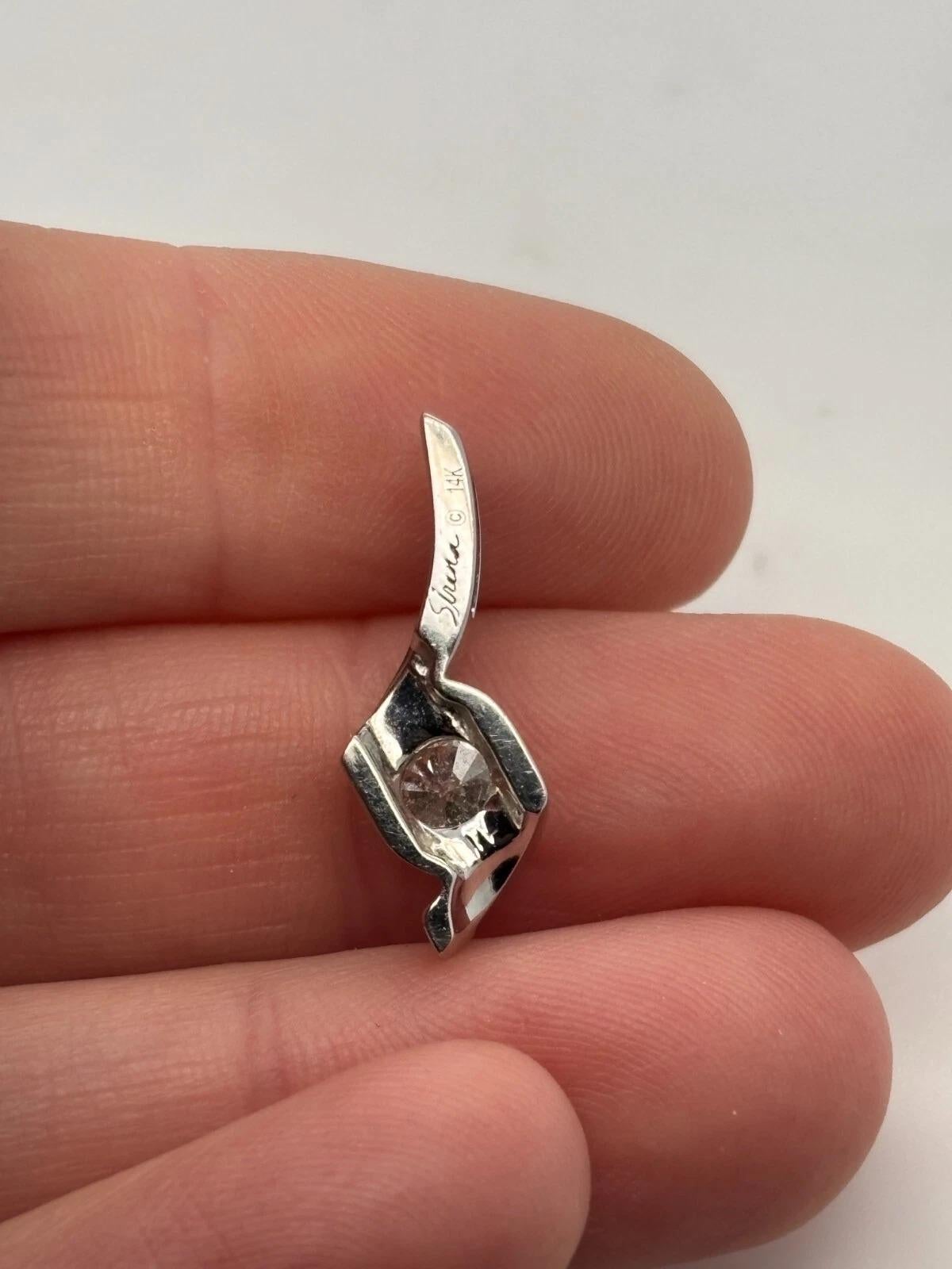 Natural 0.50 CT Diamond 14K White Gold J, I1 2.55 Grams Sirena Solitaire Pendant In Excellent Condition For Sale In Carmel By The Sea, CA